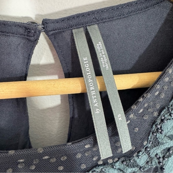 Anthropologie Beaded Neomia Top XS Navy Blue Boho Tunic Tank Whimsical Goth VGUC - Picture 5 of 12